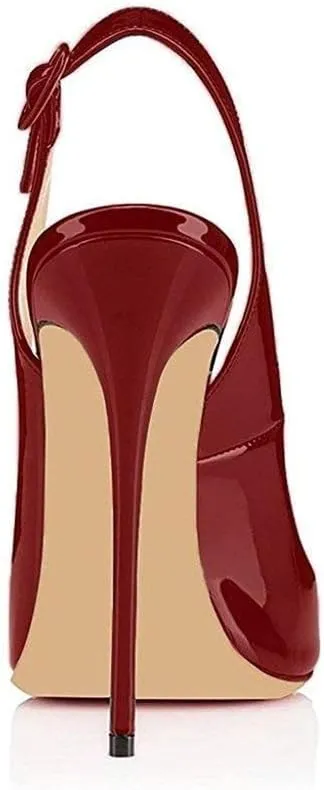 SAMMITOP Women's Peep Toe Pumps High Heels Stilettos Heeled Sandals Ankle Strap Slingback Sandals Sexy 4.7 Inch