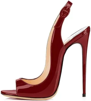 SAMMITOP Women's Peep Toe Pumps High Heels Stilettos Heeled Sandals Ankle Strap Slingback Sandals Sexy 4.7 Inch