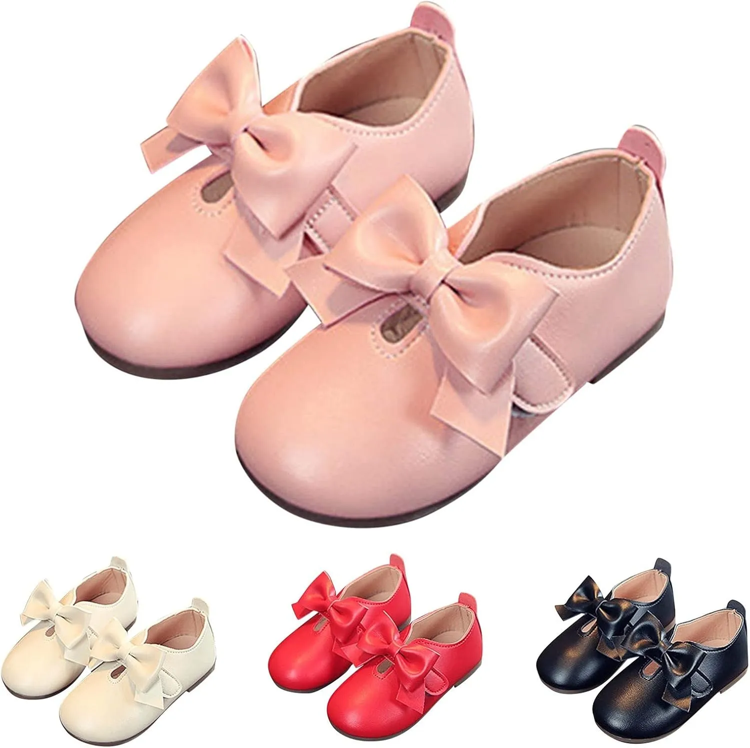 Size 1 Girls Boots Fashion Autumn Girls Casual Shoes Flat Light Hook Loop Solid Color Bow Simple Kids All Purpose Boots