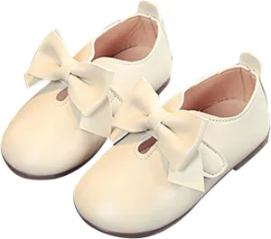 Size 1 Girls Boots Fashion Autumn Girls Casual Shoes Flat Light Hook Loop Solid Color Bow Simple Kids All Purpose Boots