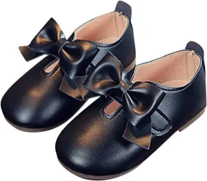 Size 1 Girls Boots Fashion Autumn Girls Casual Shoes Flat Light Hook Loop Solid Color Bow Simple Kids All Purpose Boots
