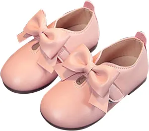 Size 1 Girls Boots Fashion Autumn Girls Casual Shoes Flat Light Hook Loop Solid Color Bow Simple Kids All Purpose Boots