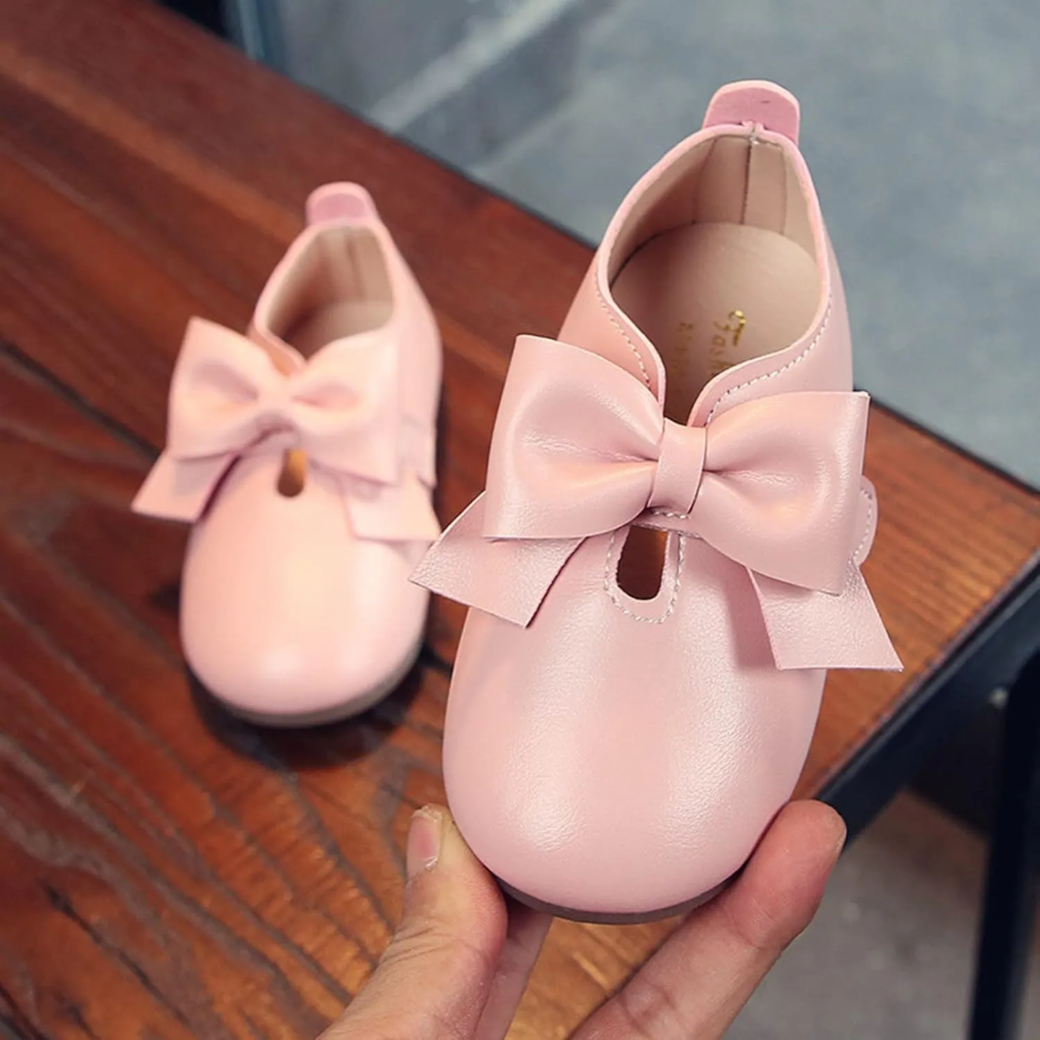 Size 1 Girls Boots Fashion Autumn Girls Casual Shoes Flat Light Hook Loop Solid Color Bow Simple Kids All Purpose Boots