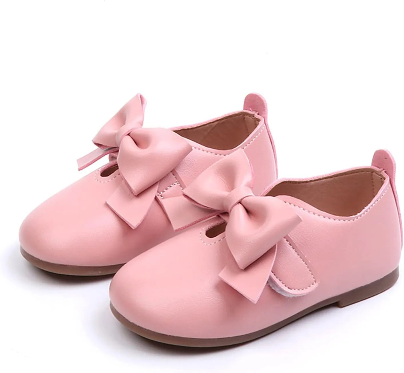 Size 1 Girls Boots Fashion Autumn Girls Casual Shoes Flat Light Hook Loop Solid Color Bow Simple Kids All Purpose Boots