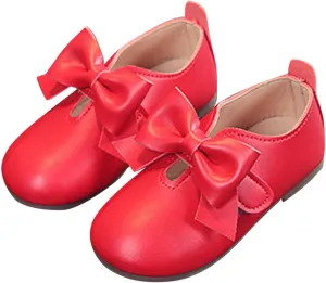 Size 1 Girls Boots Fashion Autumn Girls Casual Shoes Flat Light Hook Loop Solid Color Bow Simple Kids All Purpose Boots