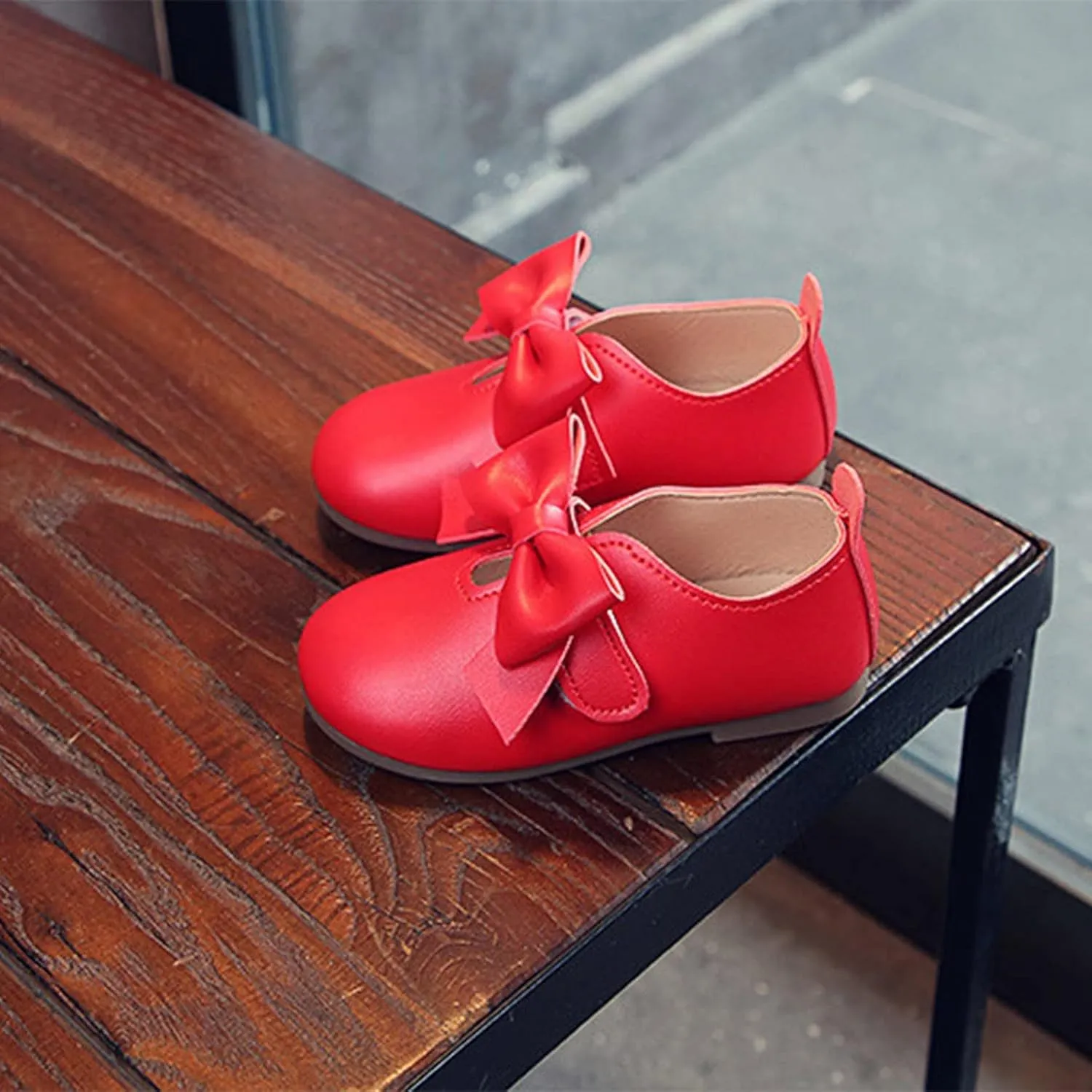 Size 1 Girls Boots Fashion Autumn Girls Casual Shoes Flat Light Hook Loop Solid Color Bow Simple Kids All Purpose Boots