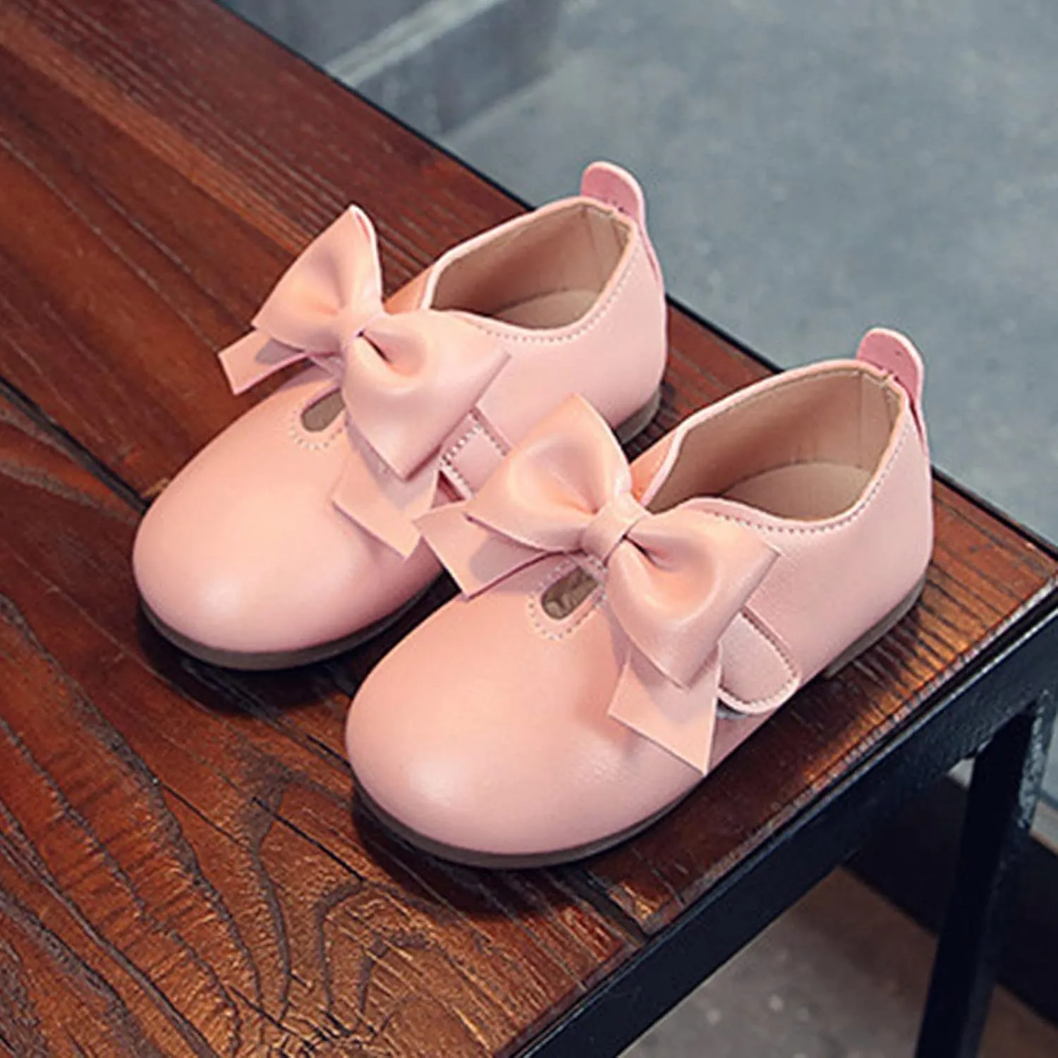Size 1 Girls Boots Fashion Autumn Girls Casual Shoes Flat Light Hook Loop Solid Color Bow Simple Kids All Purpose Boots