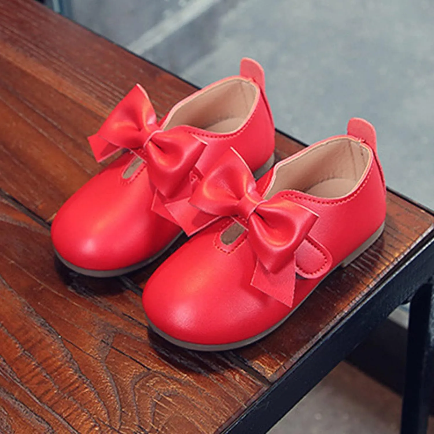 Size 1 Girls Boots Fashion Autumn Girls Casual Shoes Flat Light Hook Loop Solid Color Bow Simple Kids All Purpose Boots