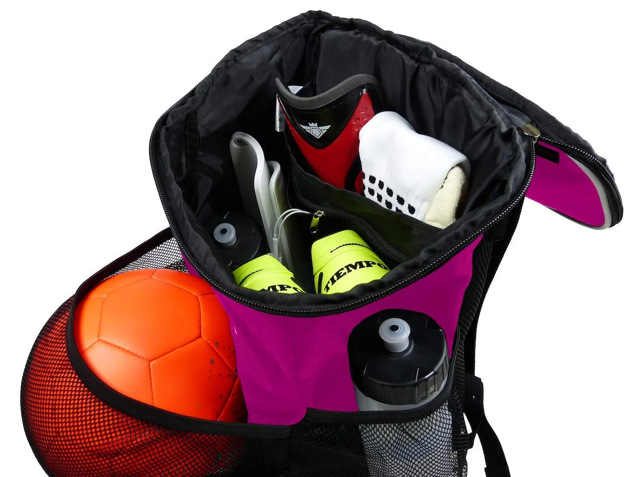 Soccer Backpack with Ball Holder Compartment - | Bag Fits All Soccer Equipment & Gym Gear (Pink)