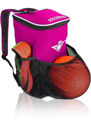 Soccer Backpack with Ball Holder Compartment - | Bag Fits All Soccer Equipment & Gym Gear (Pink)