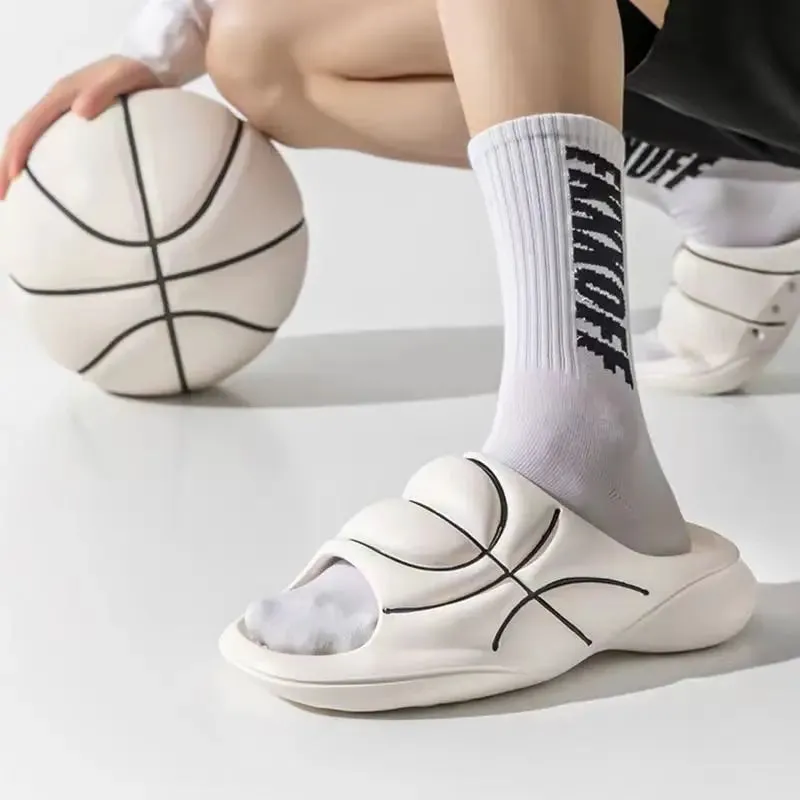 Sohiwoo New Original Basketball Slippers For Men Slides Summer Sandal Non-slip EVA Beach Shoes Soft Thick Soled Slidee Large Size36-47