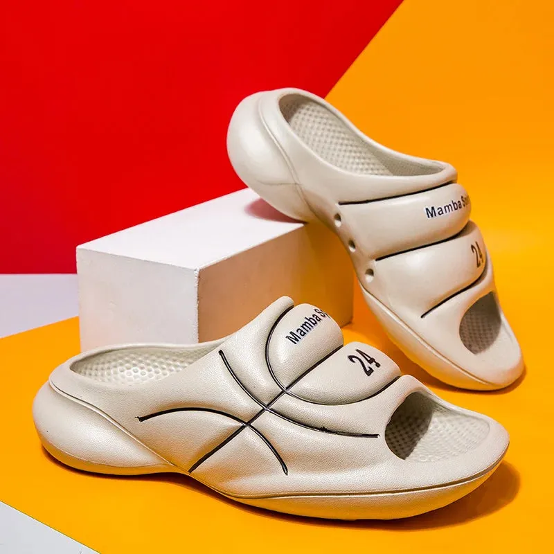 Sohiwoo New Original Basketball Slippers For Men Slides Summer Sandal Non-slip EVA Beach Shoes Soft Thick Soled Slidee Large Size36-47