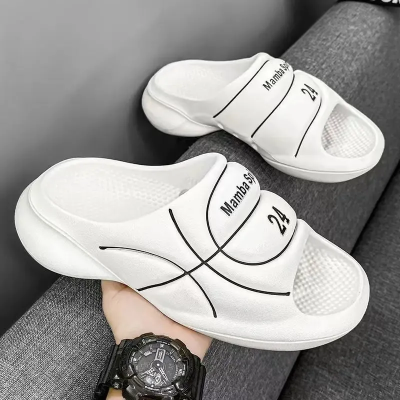 Sohiwoo New Original Basketball Slippers For Men Slides Summer Sandal Non-slip EVA Beach Shoes Soft Thick Soled Slidee Large Size36-47