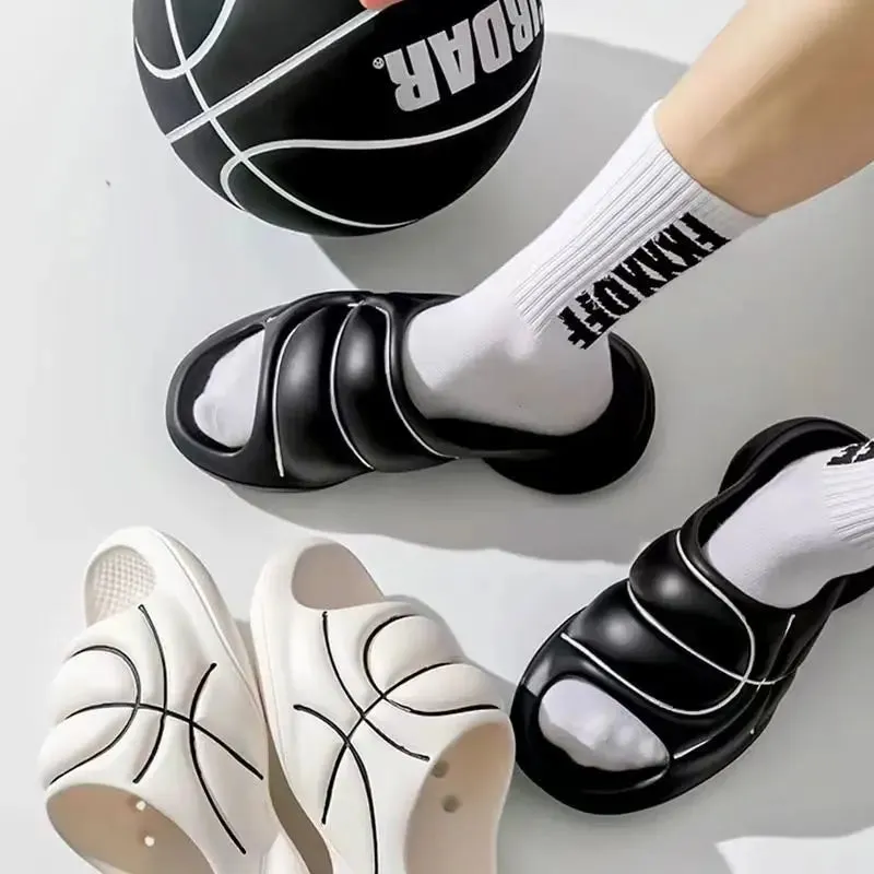 Sohiwoo New Original Basketball Slippers For Men Slides Summer Sandal Non-slip EVA Beach Shoes Soft Thick Soled Slidee Large Size36-47