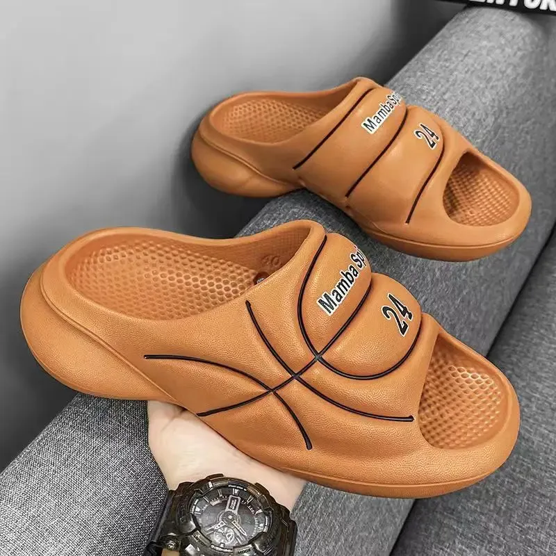 Sohiwoo New Original Basketball Slippers For Men Slides Summer Sandal Non-slip EVA Beach Shoes Soft Thick Soled Slidee Large Size36-47