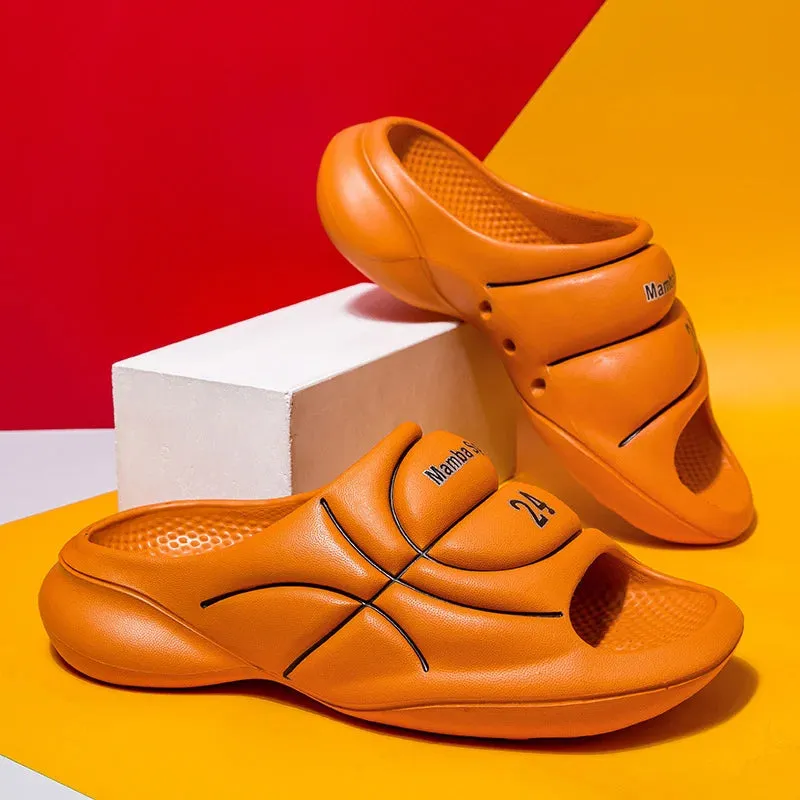 Sohiwoo New Original Basketball Slippers For Men Slides Summer Sandal Non-slip EVA Beach Shoes Soft Thick Soled Slidee Large Size36-47