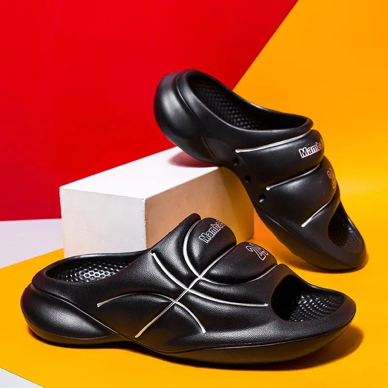 Sohiwoo New Original Basketball Slippers For Men Slides Summer Sandal Non-slip EVA Beach Shoes Soft Thick Soled Slidee Large Size36-47