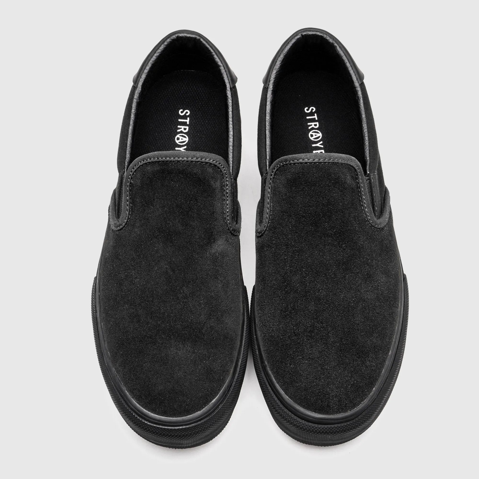 Straye Footwear Ventura Skate Shoes Slip-on Black/Black Suede