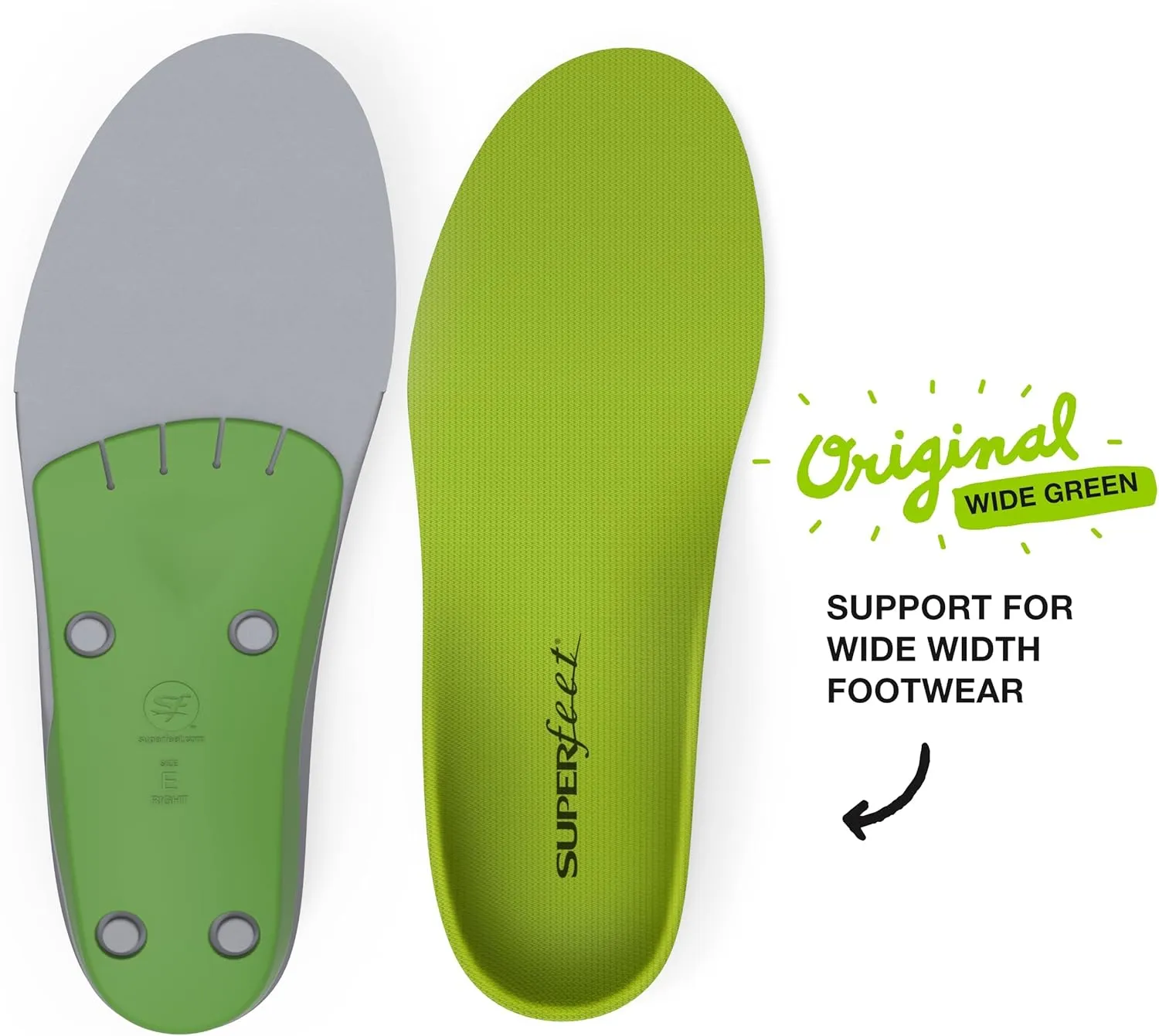 Superfeet All-Purpose Wide-Fit Support Insoles (WideGreen) - for Wide Footwear Only - Trim-to-Fit Orthotic Arch Support Shoe Inserts