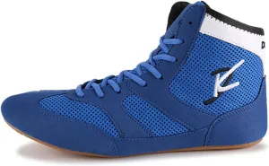 TECDOTO Men's Boxing Shoes Men Wrestling Shoes, Professional Boxing Boots Adult Sparring Trainers Shoes for Bodybuilding Weightlifting MMA Combat Training Shoes,Blue-8