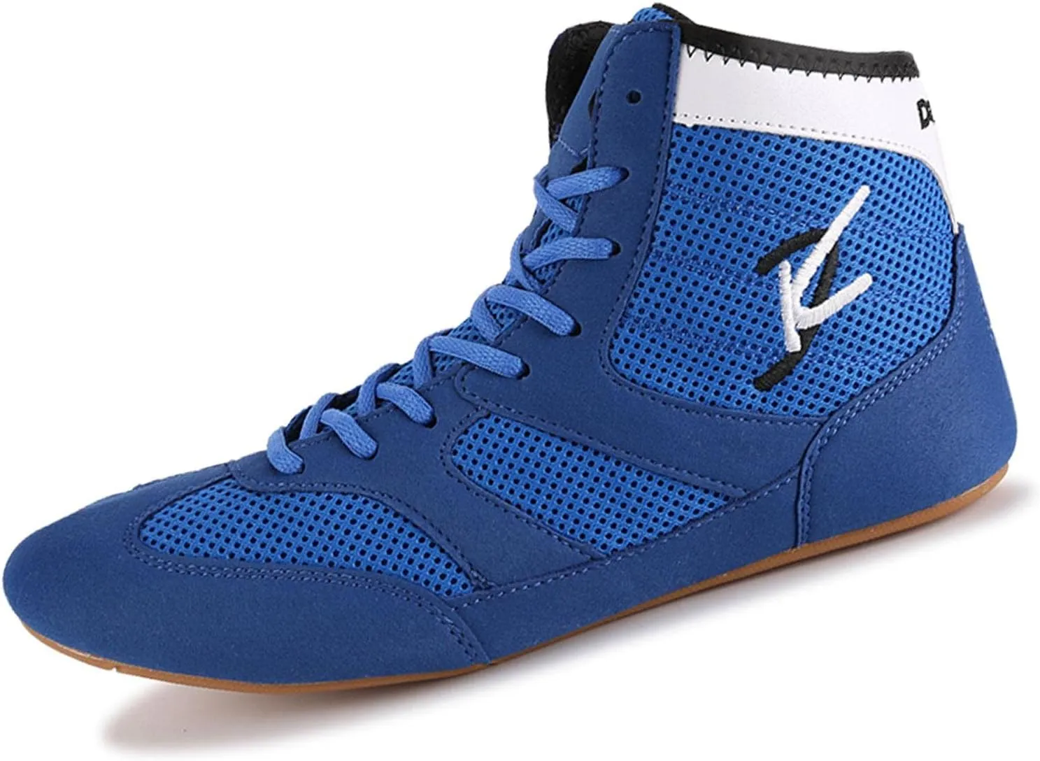 TECDOTO Men's Boxing Shoes Men Wrestling Shoes, Professional Boxing Boots Adult Sparring Trainers Shoes for Bodybuilding Weightlifting MMA Combat Training Shoes,Blue-8