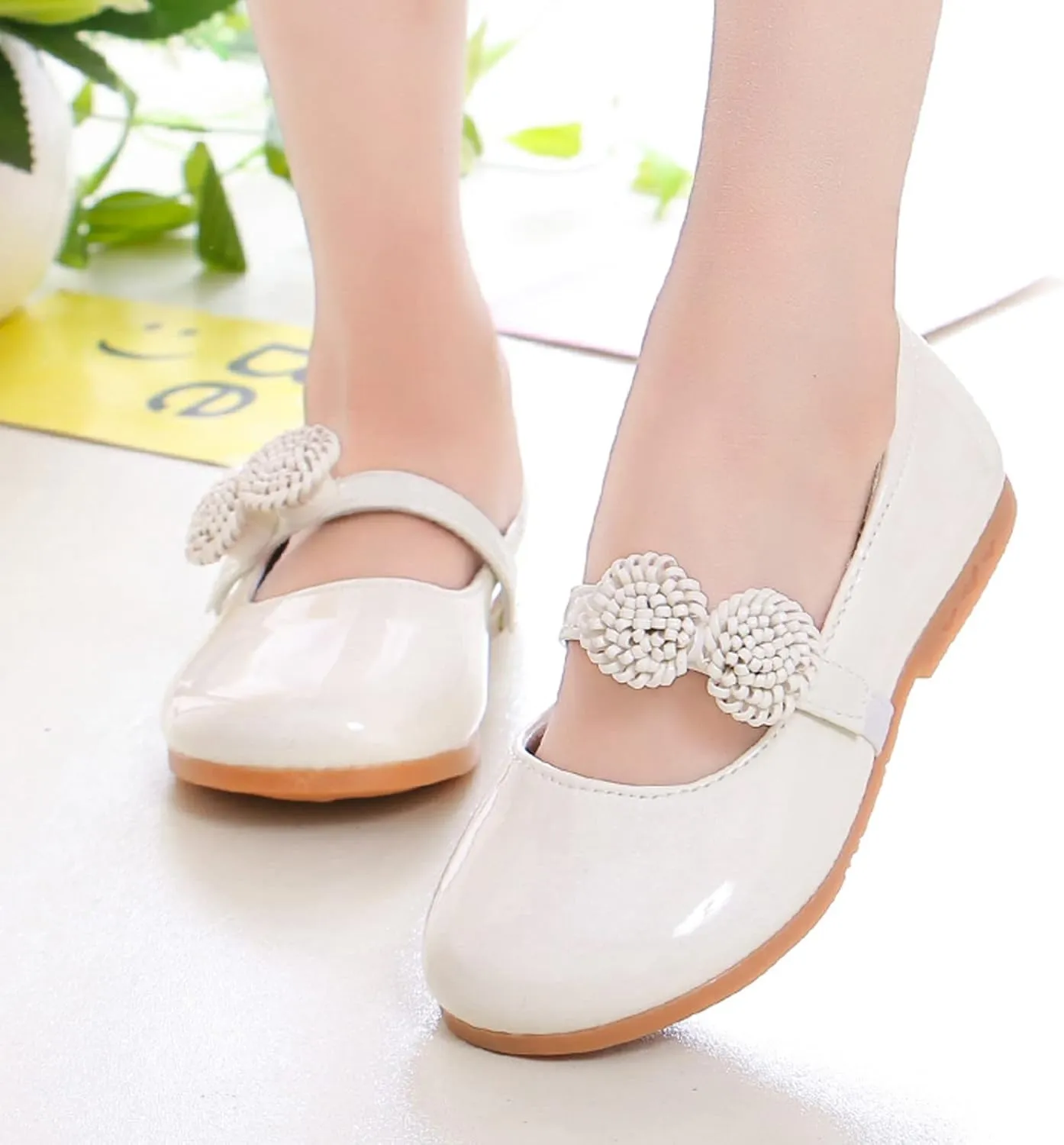 Toddle Size 4 Shoes Children Shoes White Leather Shoes Bowknot Girls Princess Shoes Single Shoes Infant Shoes Size 4