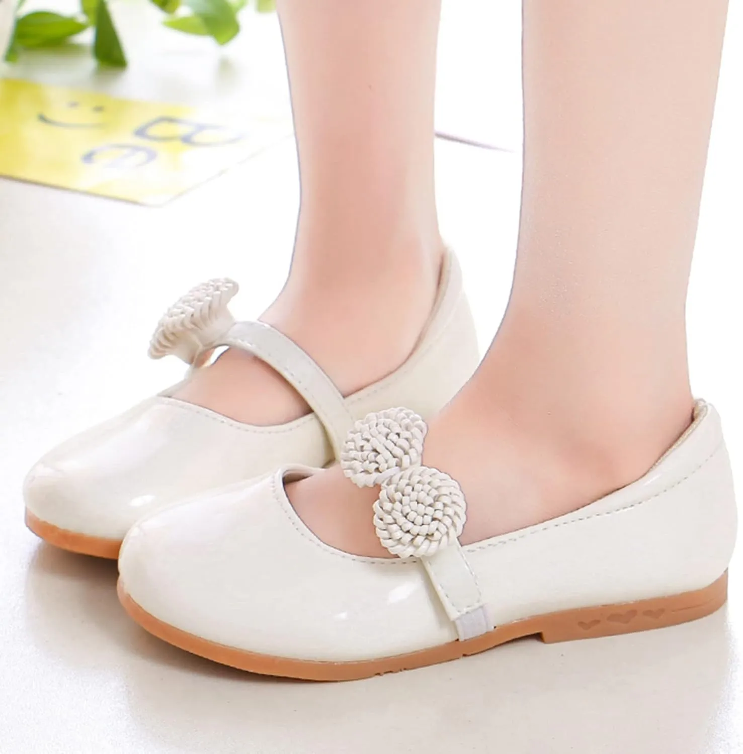 Toddle Size 4 Shoes Children Shoes White Leather Shoes Bowknot Girls Princess Shoes Single Shoes Infant Shoes Size 4