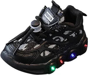 Toddler Girls Boys LED Flashing Sneakers Lightweight Mesh Breathable Soft Sole Anti Slip Comfort Athletic Shoes
