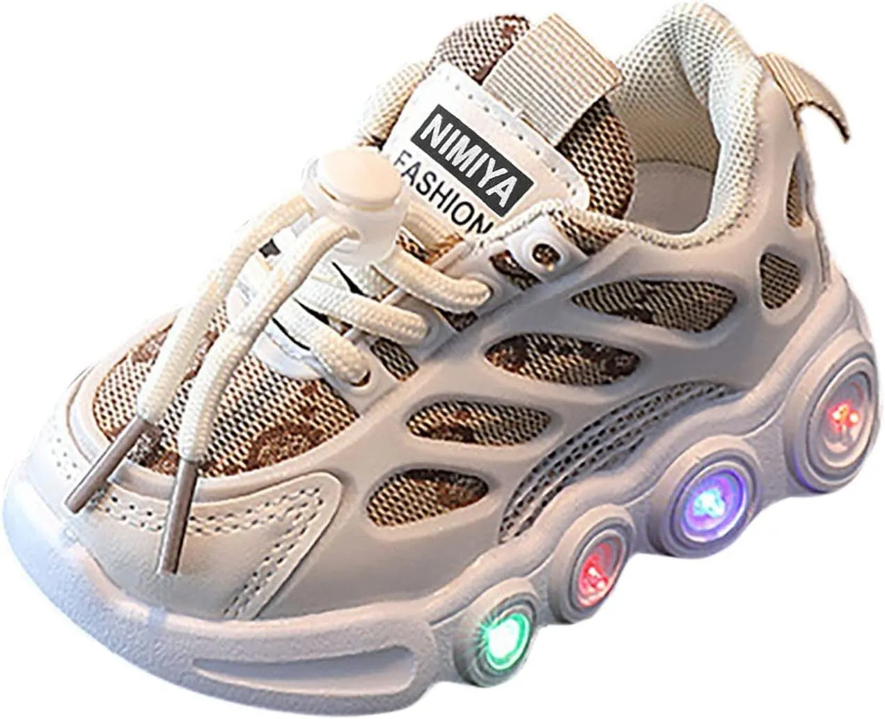 Toddler Girls Boys LED Flashing Sneakers Lightweight Mesh Breathable Soft Sole Anti Slip Comfort Athletic Shoes