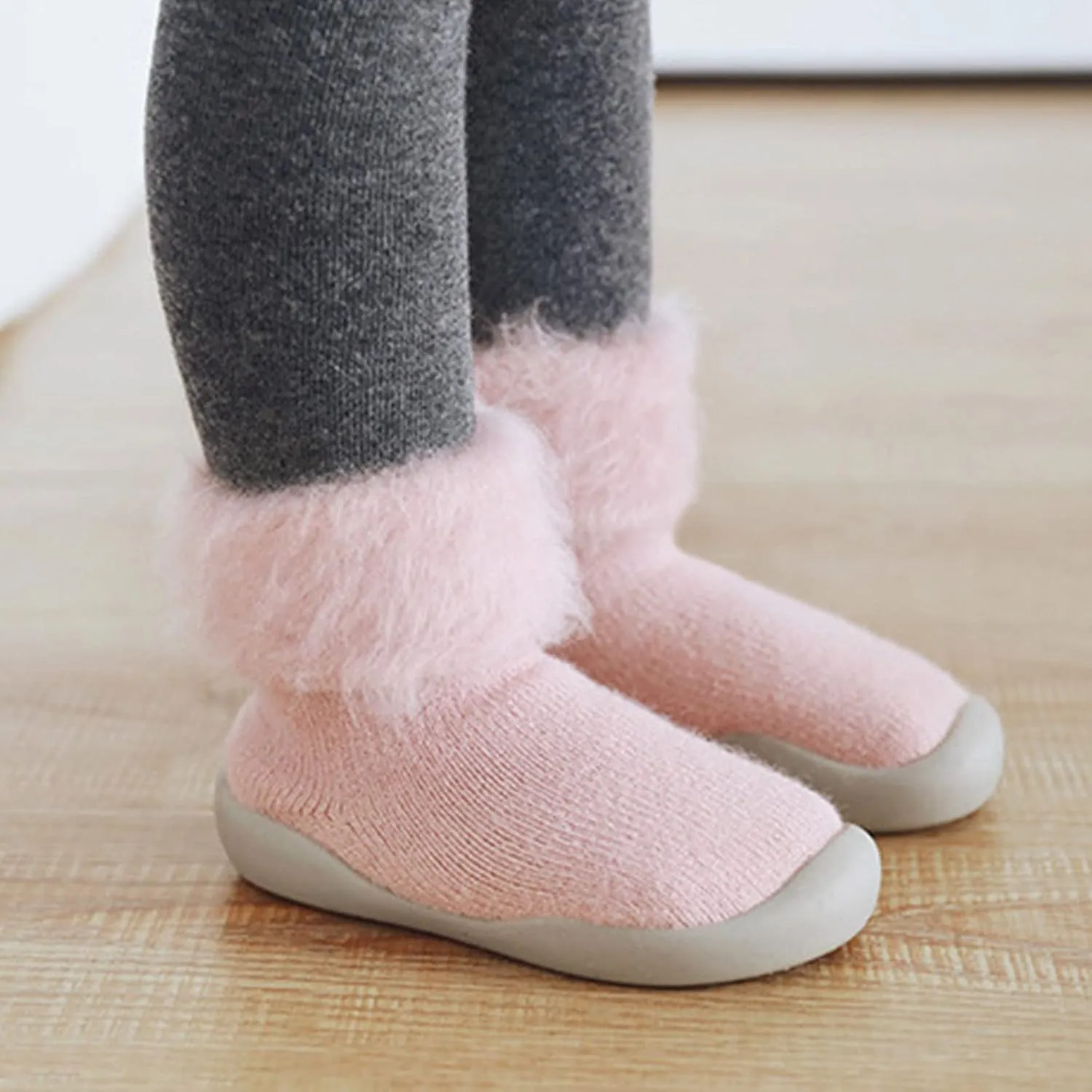 Toddler Size 7 Shoes Girls Toddler Solid Knit Rubber Kids Warm Stocking Sole Boys Rubber Sole Tennis Shoes