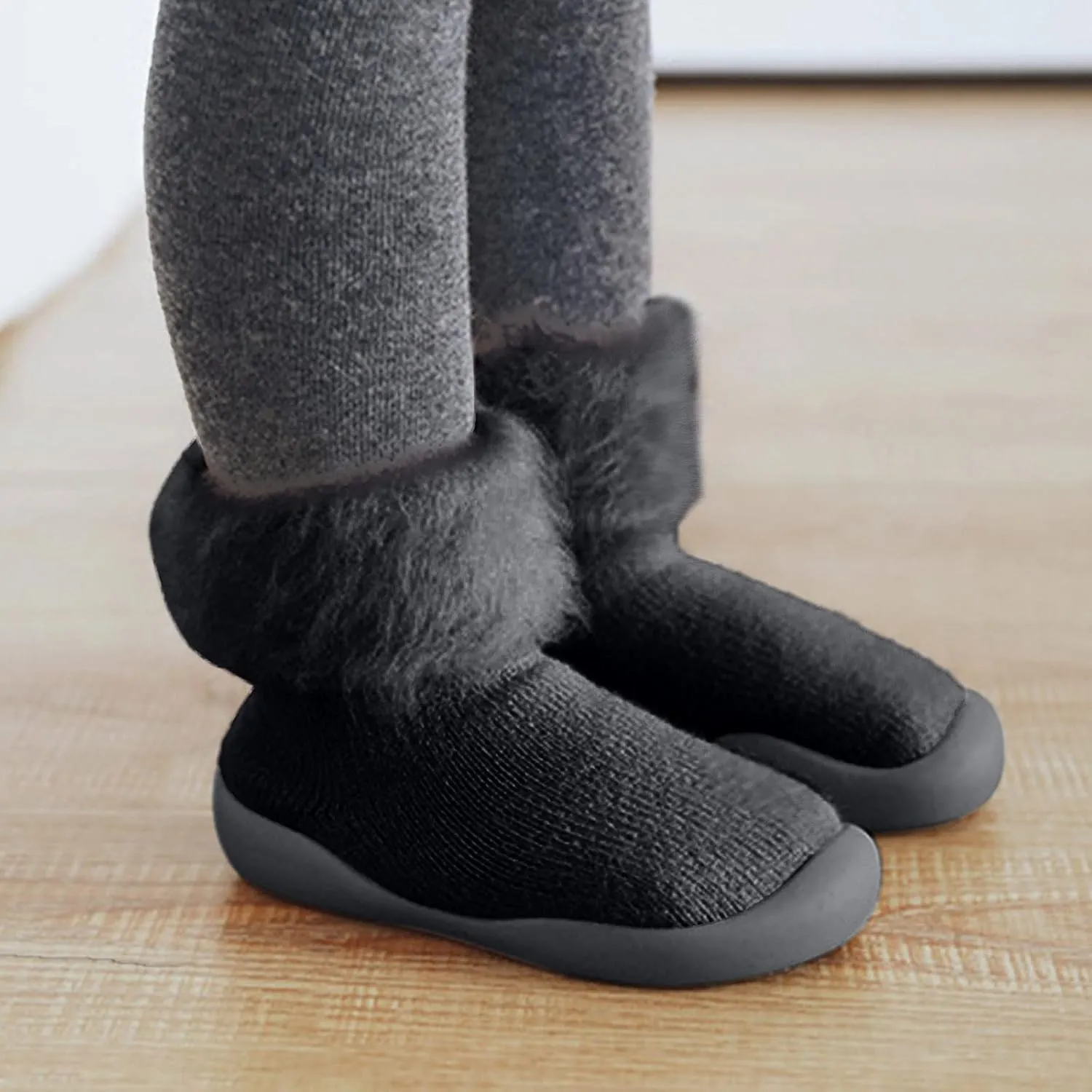 Toddler Size 7 Shoes Girls Toddler Solid Knit Rubber Kids Warm Stocking Sole Boys Rubber Sole Tennis Shoes