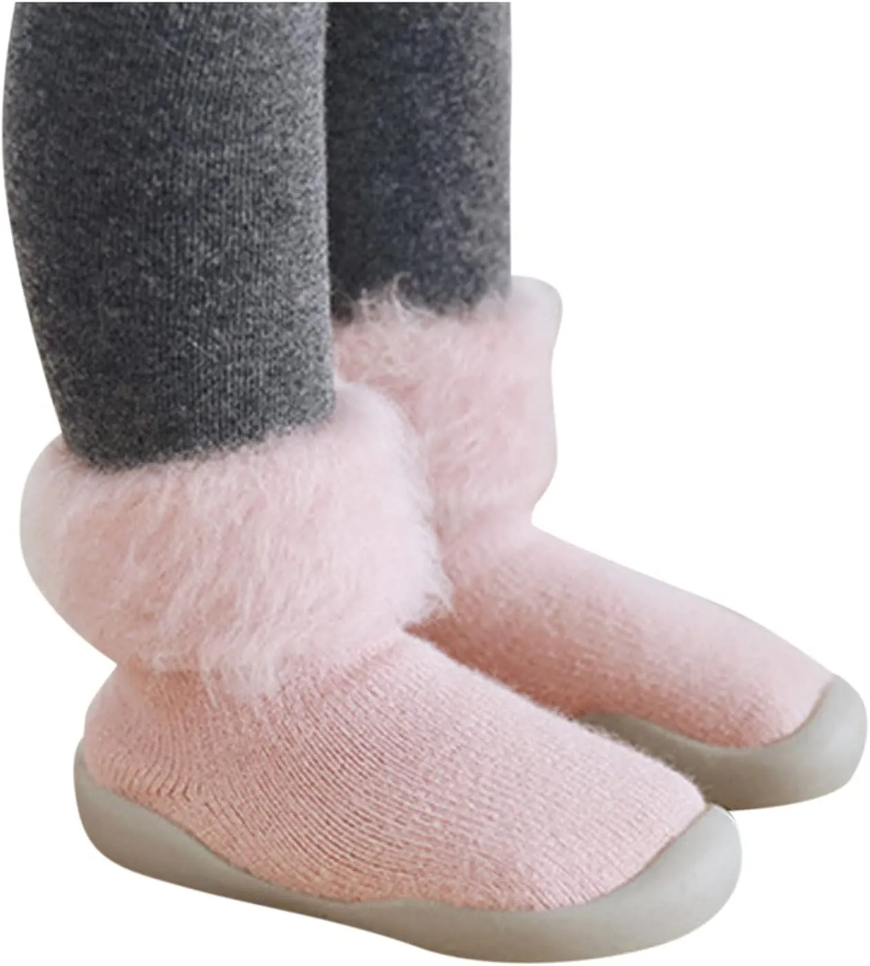 Toddler Size 7 Shoes Girls Toddler Solid Knit Rubber Kids Warm Stocking Sole Boys Rubber Sole Tennis Shoes
