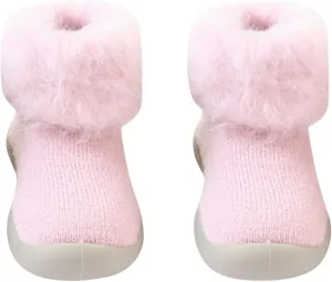 Toddler Size 7 Shoes Girls Toddler Solid Knit Rubber Kids Warm Stocking Sole Boys Rubber Sole Tennis Shoes