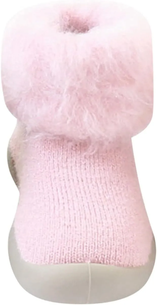 Toddler Size 7 Shoes Girls Toddler Solid Knit Rubber Kids Warm Stocking Sole Boys Rubber Sole Tennis Shoes