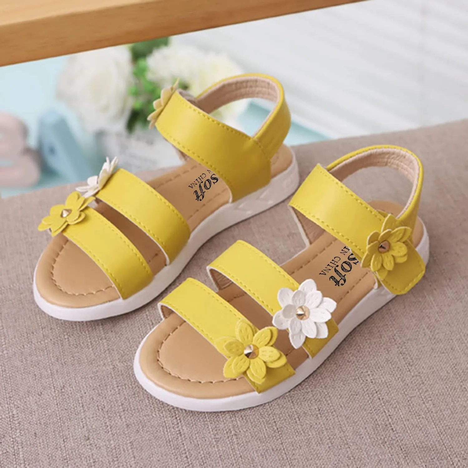 Toddler Slip on Shoes Girls Shoes Toddler Non-Slip Baby Cross Rubber Kids Flower Toddler Girl Fringe Sandals