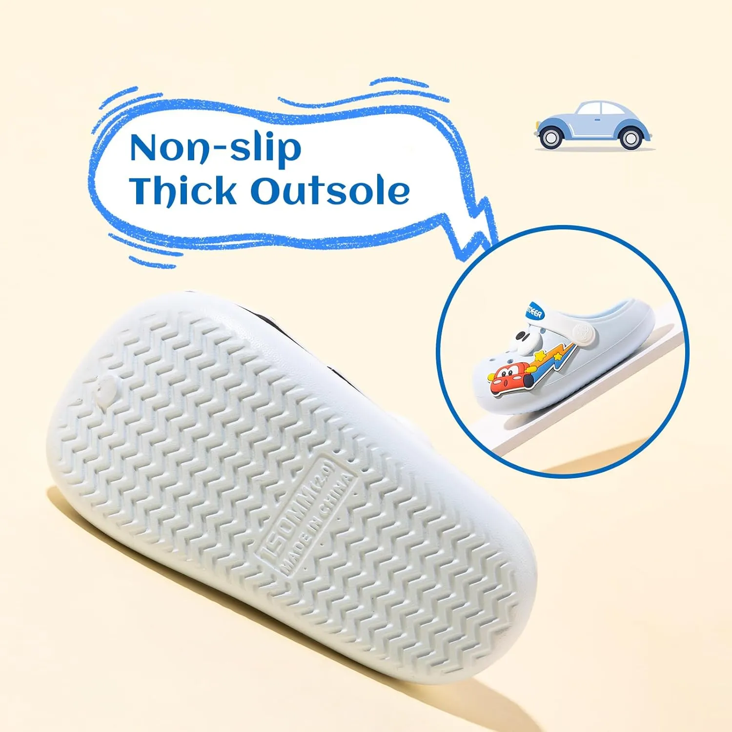 Toddlers Boys & Girls Clogs Cute Cars EVA Non-Slip Lightweight Kids Water Shoes for Summer Beach Pool