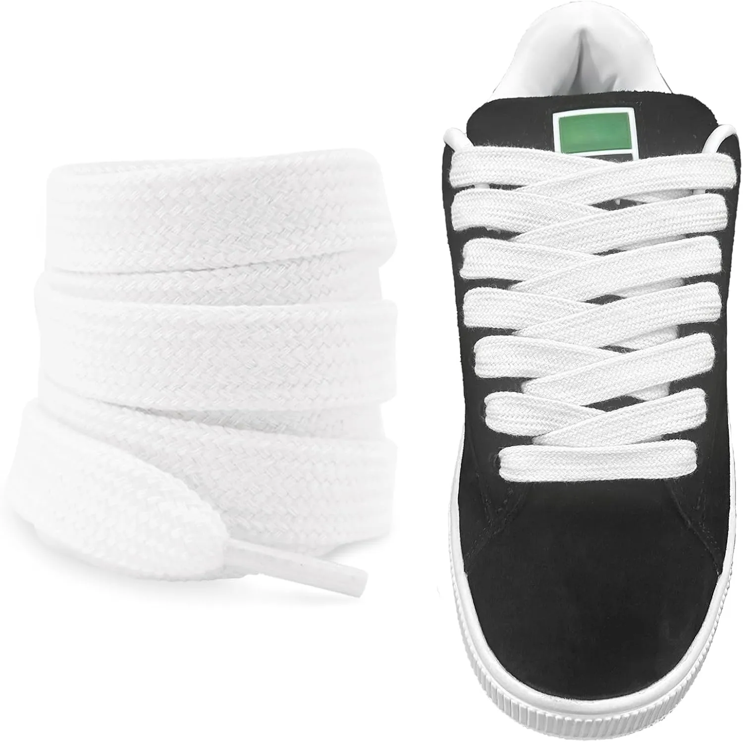 UamGlsob Fat Cotton Shoe Laces for Puma Sneakers, Flat Wide Athletic Shoelaces Replacement Strings for Skate Shoes