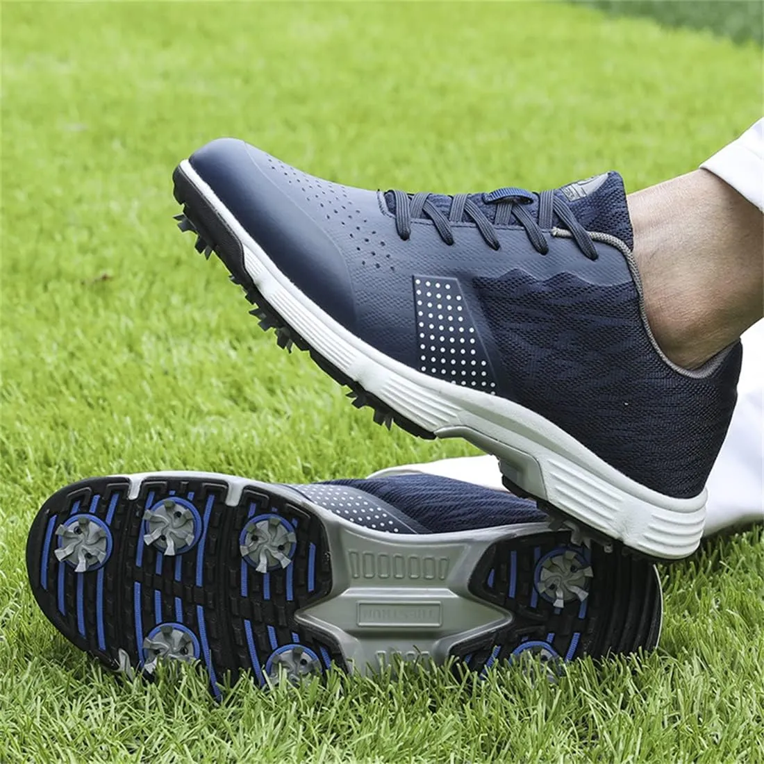 UCUZMI Men Golf Shoes with 7 Spikes, Outdoor Golf Walking Sport Sneakers Anti Slip Breathable Golf Trainers for Men