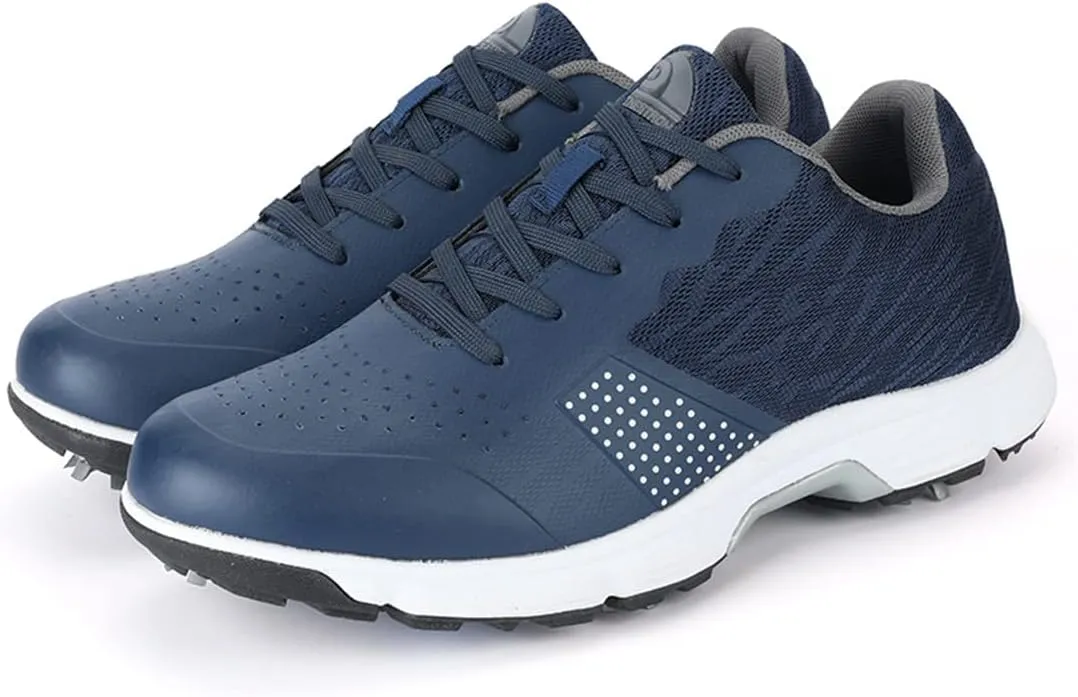UCUZMI Men Golf Shoes with 7 Spikes, Outdoor Golf Walking Sport Sneakers Anti Slip Breathable Golf Trainers for Men