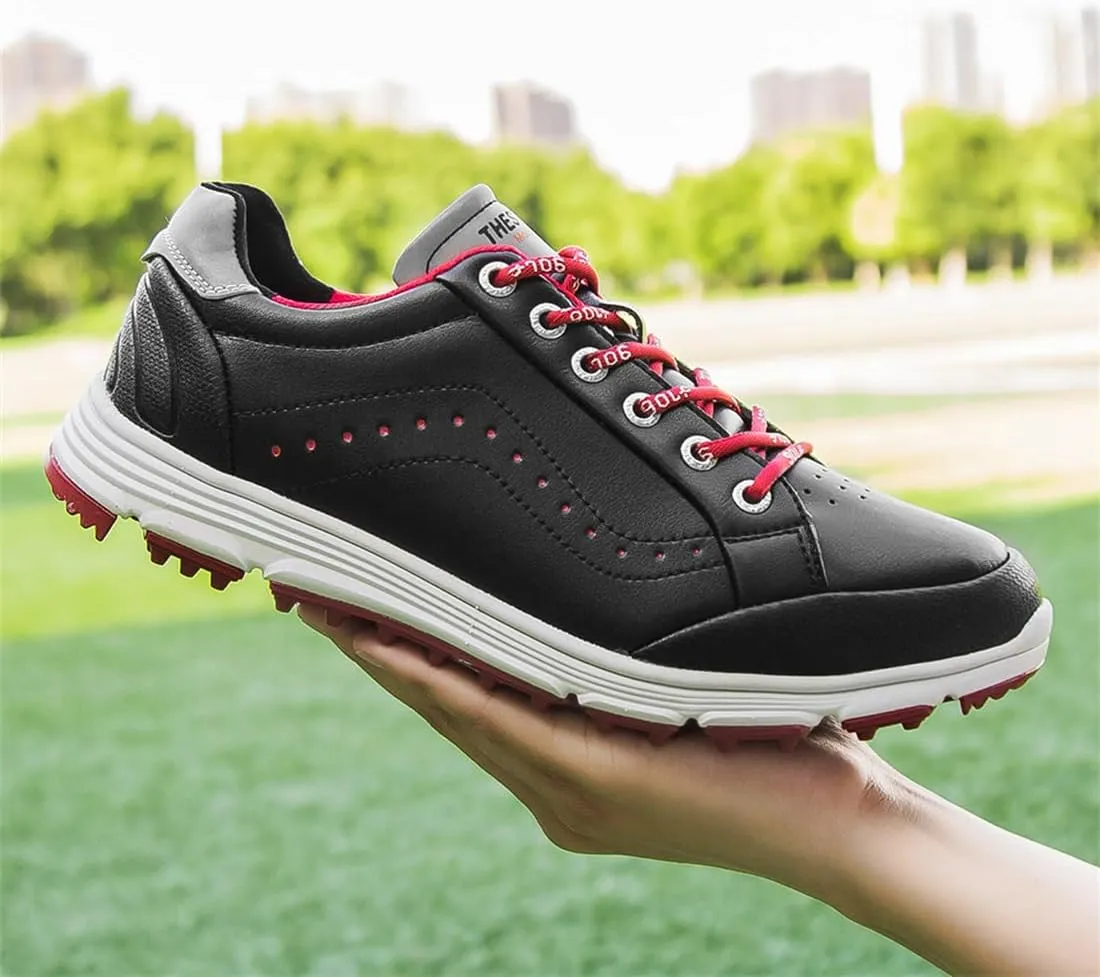 UCUZMI Men Golf Trainers, Lightweight Golfing Shoes Fashion Spikless Athletic Sneakers Outdoor Waterproof Golf Fitness Sport Shoes