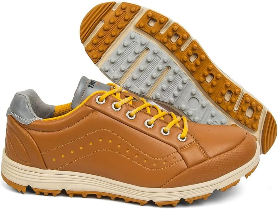 UCUZMI Men Golf Trainers, Lightweight Golfing Shoes Fashion Spikless Athletic Sneakers Outdoor Waterproof Golf Fitness Sport Shoes
