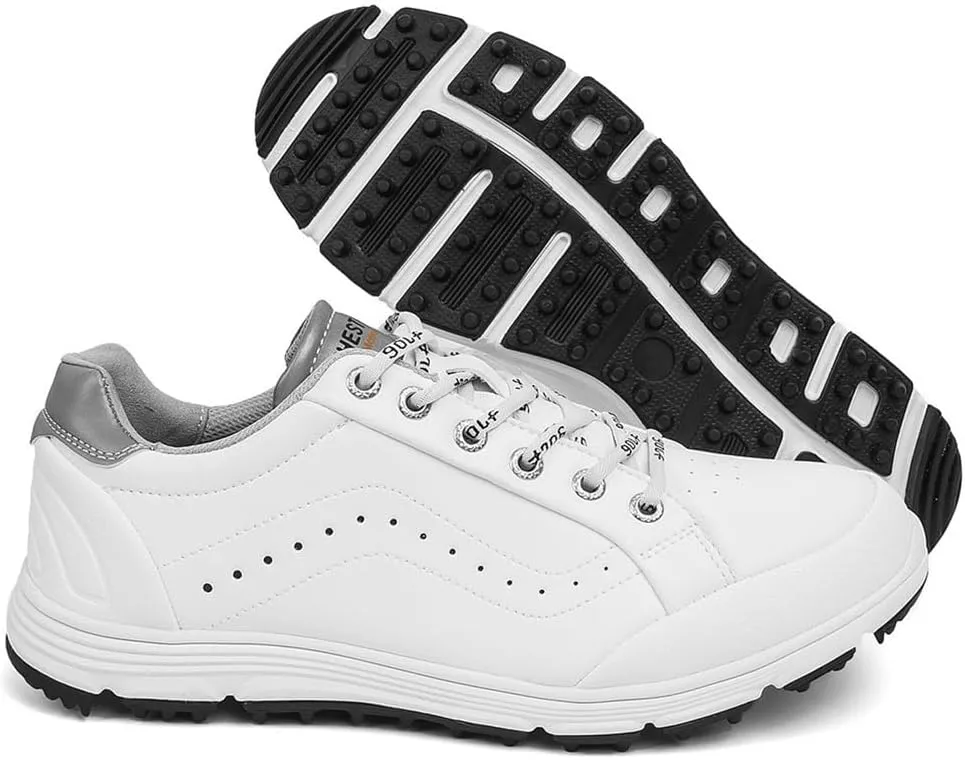 UCUZMI Men Golf Trainers, Lightweight Golfing Shoes Fashion Spikless Athletic Sneakers Outdoor Waterproof Golf Fitness Sport Shoes