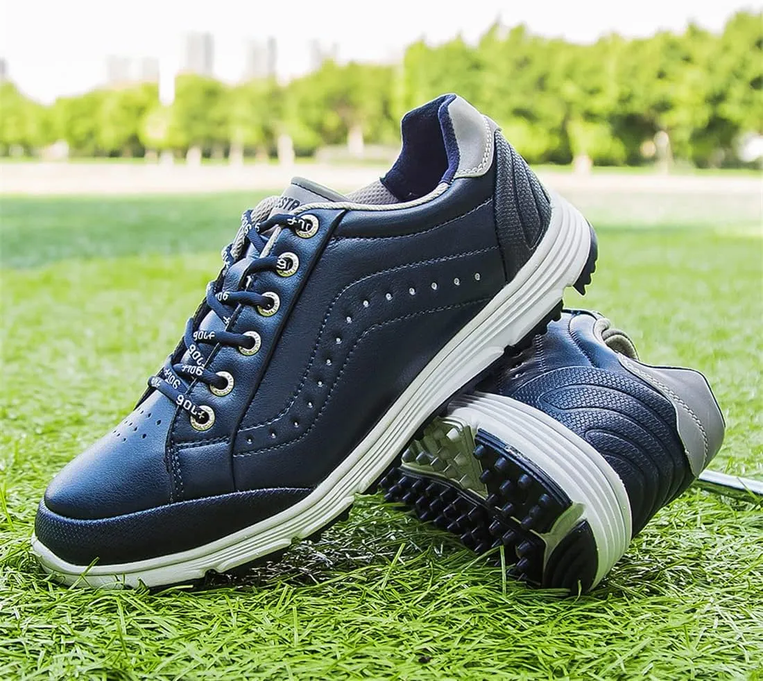 UCUZMI Men Golf Trainers, Lightweight Golfing Shoes Fashion Spikless Athletic Sneakers Outdoor Waterproof Golf Fitness Sport Shoes