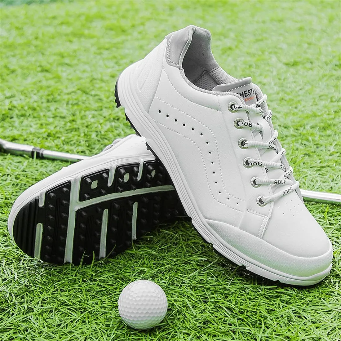 UCUZMI Men Golf Trainers, Lightweight Golfing Shoes Fashion Spikless Athletic Sneakers Outdoor Waterproof Golf Fitness Sport Shoes