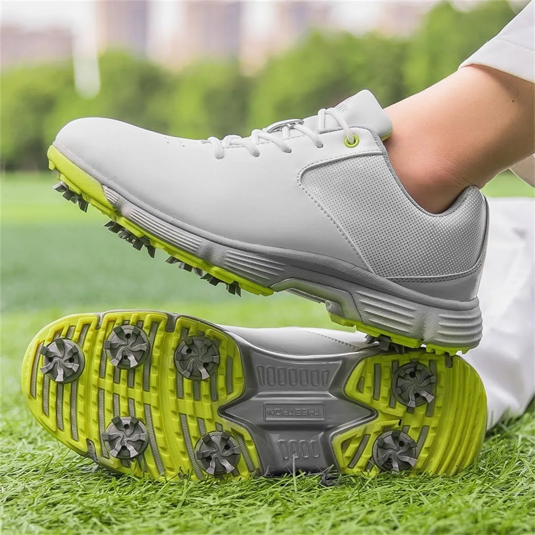UCUZMI Men's Golf Shoes, Casual Walking Trainers Anti-Slip Fashion Waterproof Golf Sneakers Comfort Golf Footwear