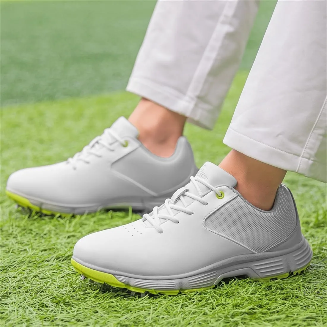 UCUZMI Men's Golf Shoes, Casual Walking Trainers Anti-Slip Fashion Waterproof Golf Sneakers Comfort Golf Footwear