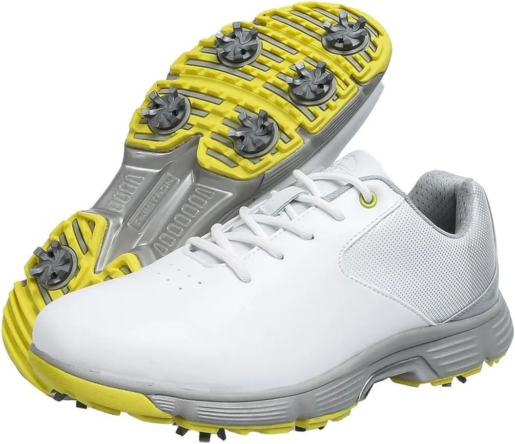 UCUZMI Men's Golf Shoes, Casual Walking Trainers Anti-Slip Fashion Waterproof Golf Sneakers Comfort Golf Footwear