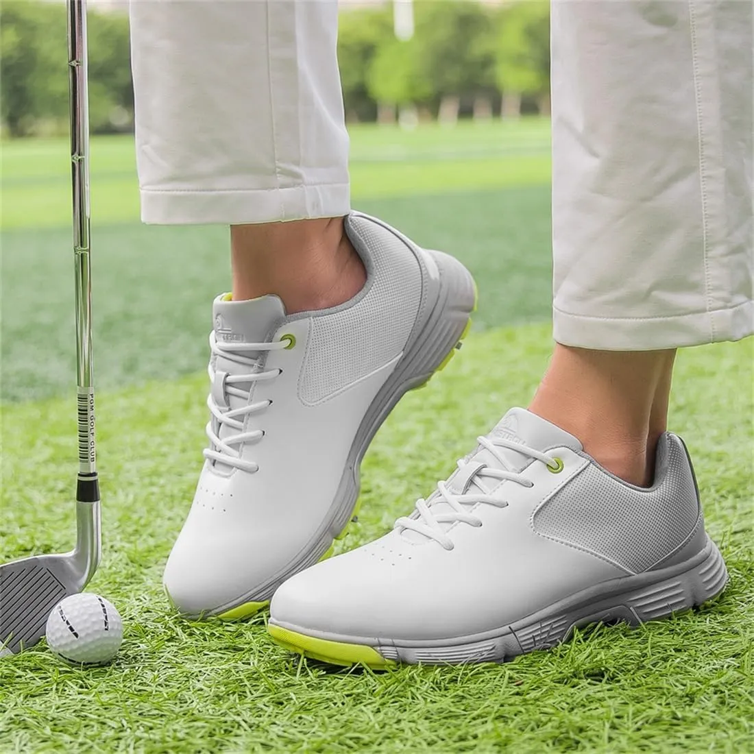 UCUZMI Men's Golf Shoes, Casual Walking Trainers Anti-Slip Fashion Waterproof Golf Sneakers Comfort Golf Footwear