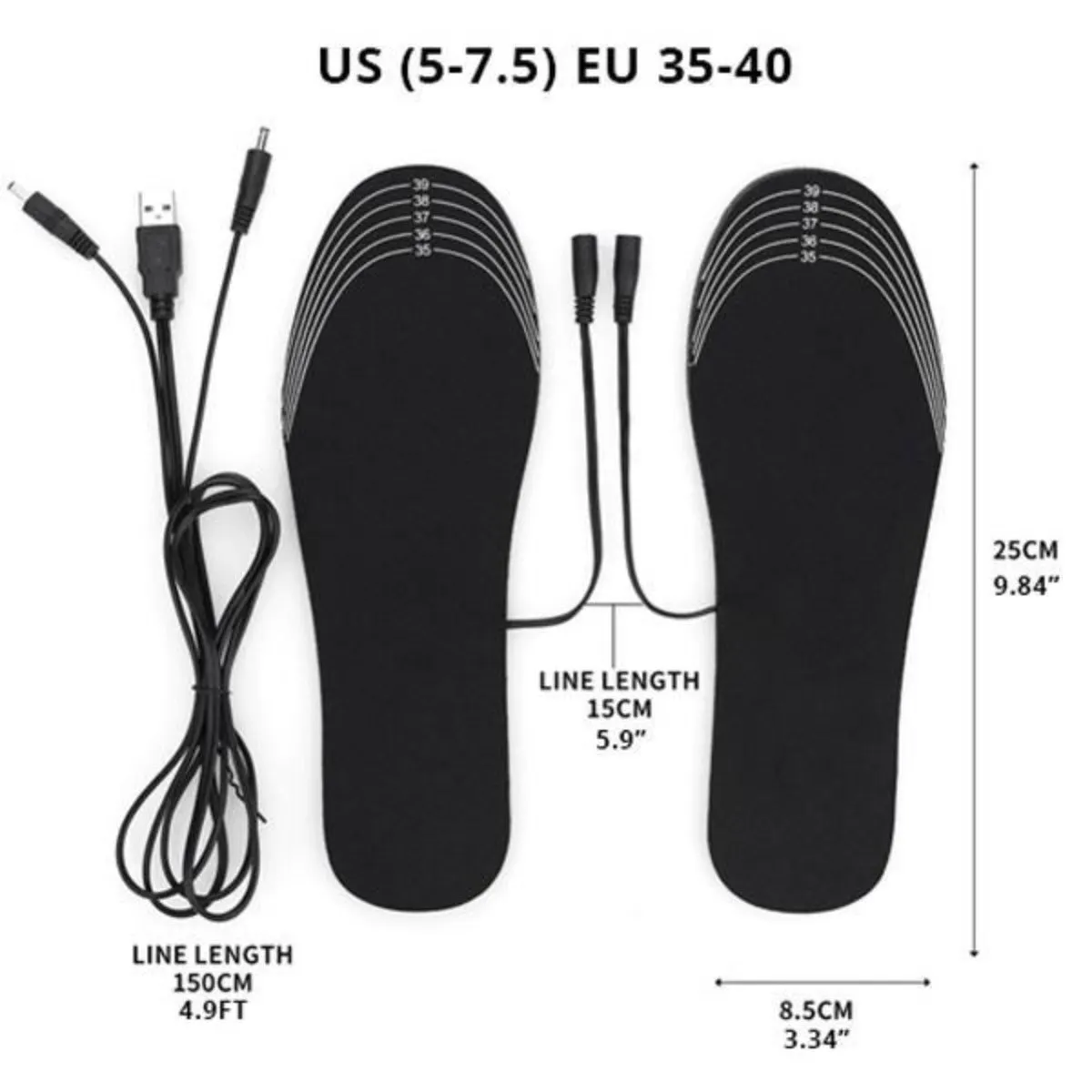 USB Heated Insoles Foot Warmer, Pair