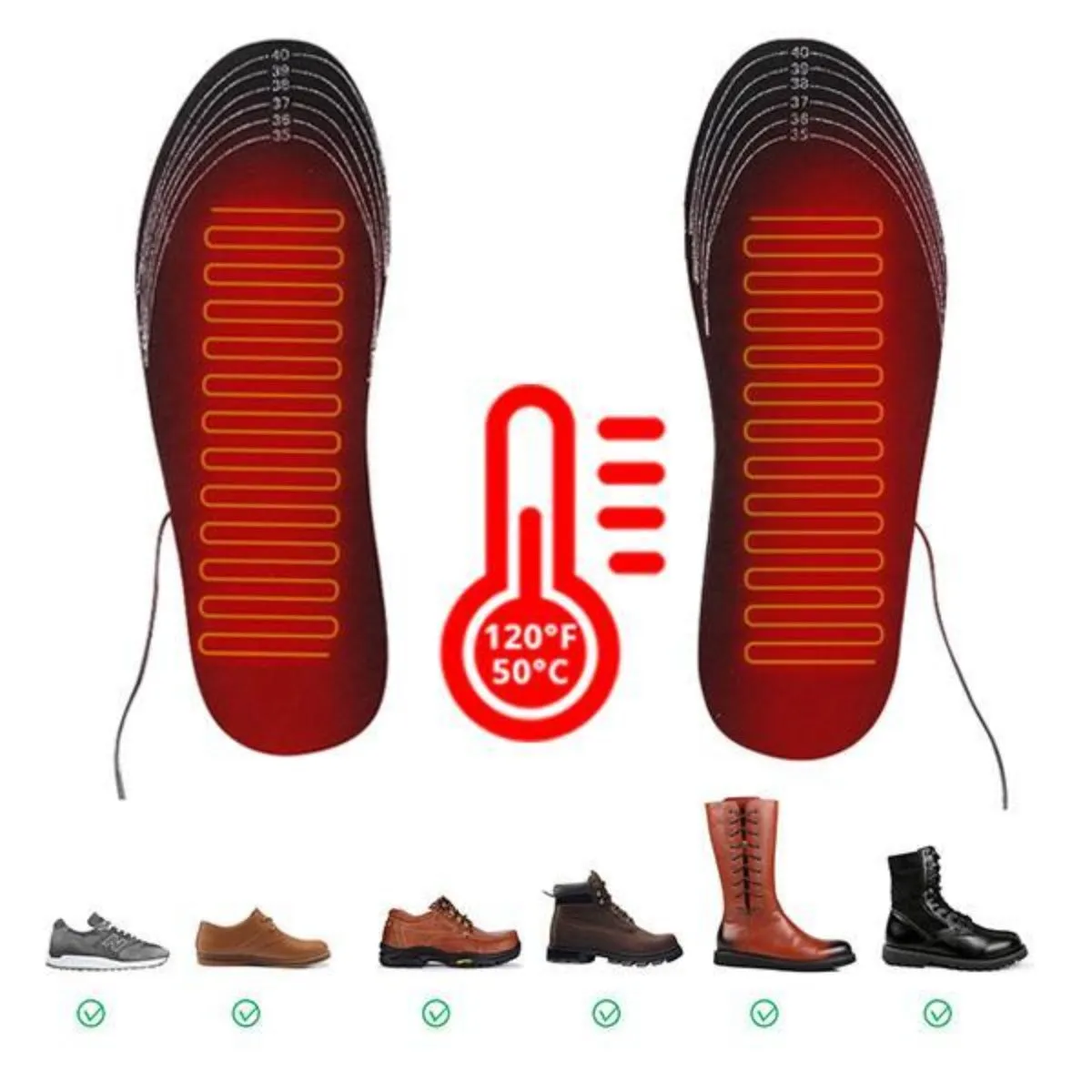 USB Heated Insoles Foot Warmer, Pair